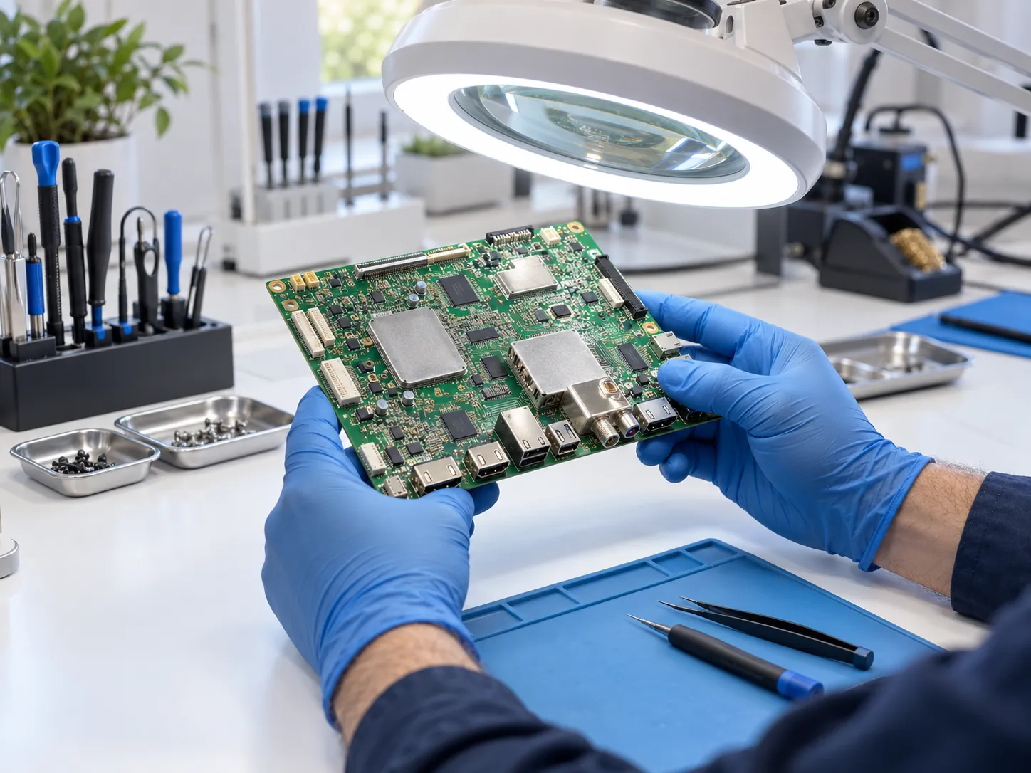 Placa electrónica bajo la lupa