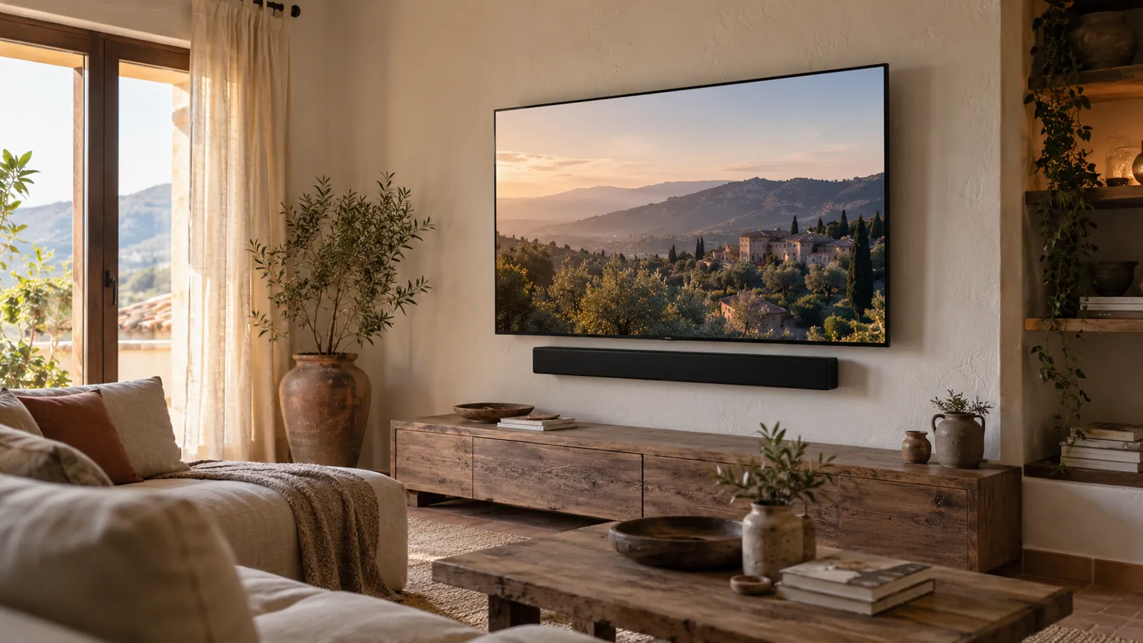 Televisor con barra de sonido